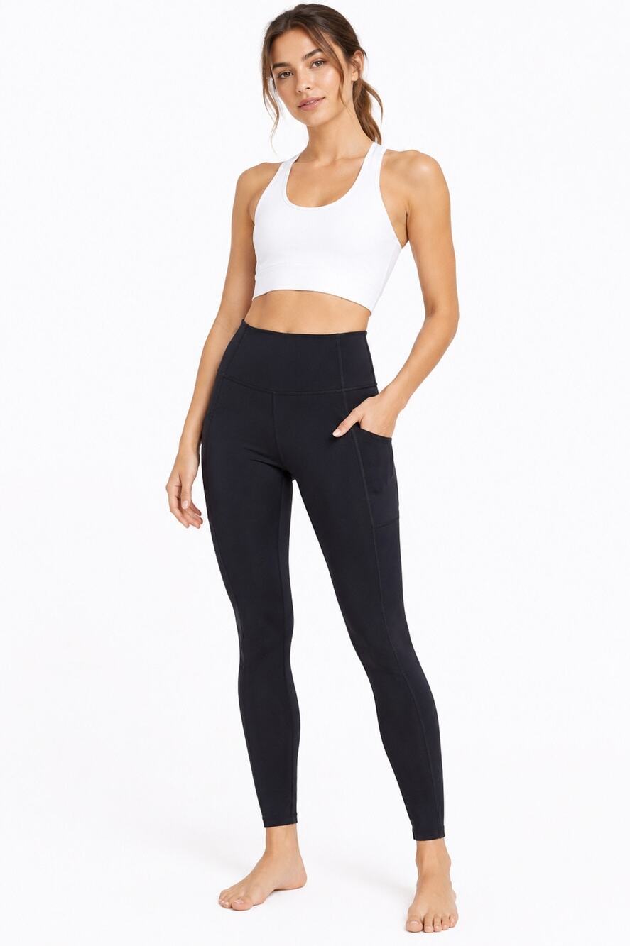 Girlfriend Collective High Rise Pocket Leggings Black Medium Compress
